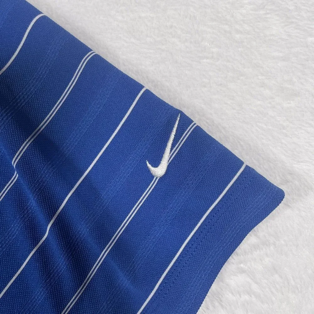 Nike Golf Men's Medium‎ Dri-Fit Tour Performance Blue with White Stripes Polo